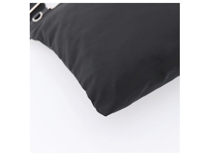 Sac à épaule PRADA Nylon Noir Argent Auth 203489A Argenté - vue 11