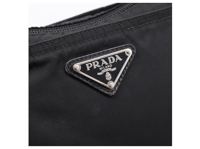Sac à épaule PRADA Nylon Noir Argent Auth 203489A Argenté - vue 14