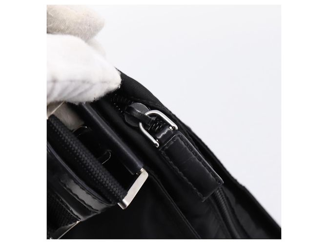 Sac à épaule PRADA Nylon Noir Argent Auth 203489A Argenté - vue 16