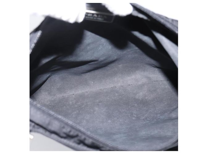 Sac à épaule PRADA Nylon Noir Argent Auth 203489A Argenté - vue 18