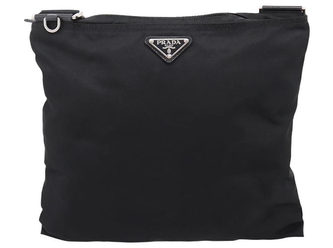 Sac à épaule PRADA Nylon Noir Argent Auth 203489A Argenté - vue 2