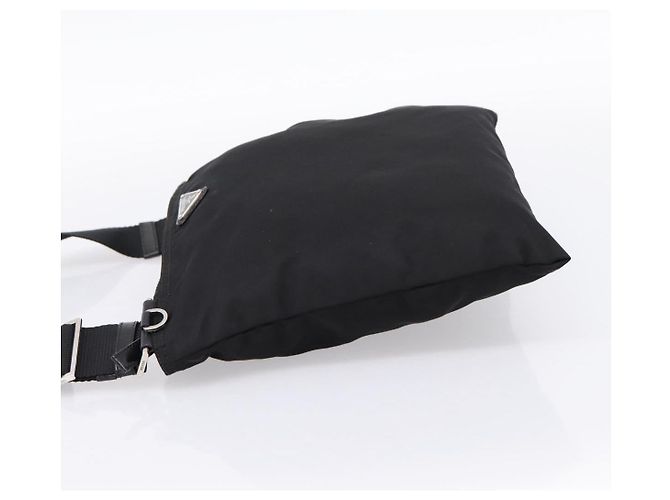 Sac à épaule PRADA Nylon Noir Argent Auth 203489A Argenté - vue 4