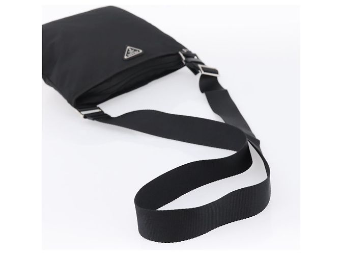 Sac à épaule PRADA Nylon Noir Argent Auth 203489A Argenté - vue 7
