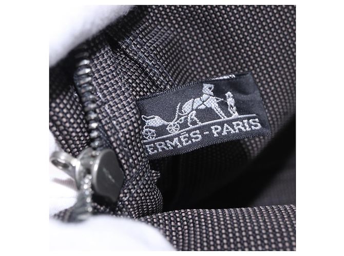 Hermès HERMES Her LinePM Handtasche Canvas Grau Silber Auth 203181A Braun - Ansicht 17