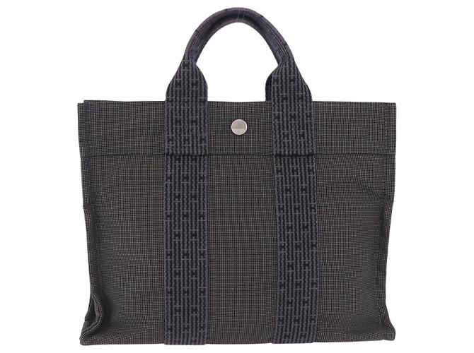 Hermès HERMES Her LinePM Handtasche Canvas Grau Silber Auth 203181A Braun - Ansicht 2