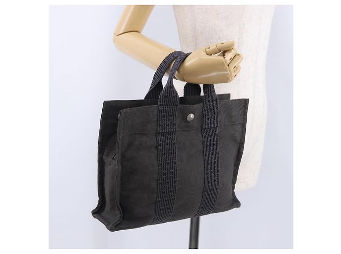 Hermès HERMES Her LinePM Handtasche Canvas Grau Silber Auth 203181A Braun - Ansicht 23