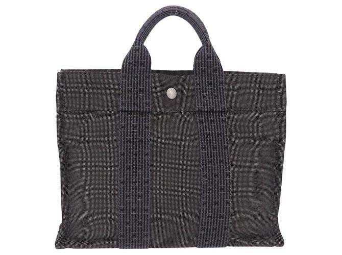 Hermès HERMES Her LinePM Handtasche Canvas Grau Silber Auth 203181A Braun - Ansicht 3