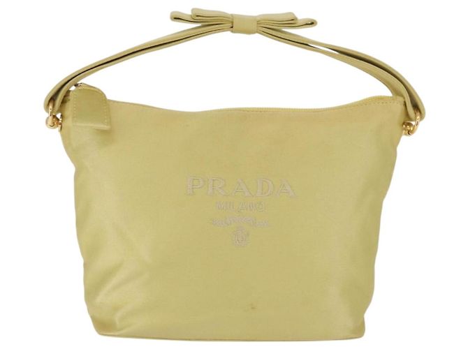Pouch PRADA in raso giallo oro autentica 201895 D'oro - vista 2