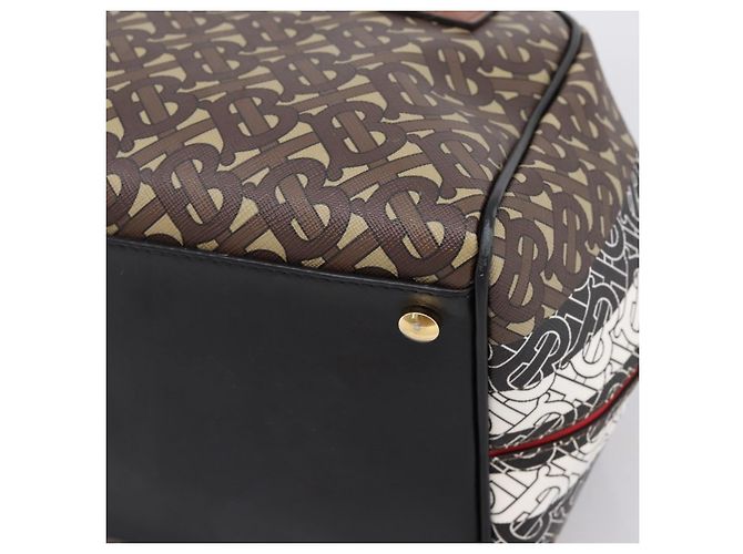 Borsa a mano BURBERRY Monogram Cube PVC Brown Gold Auth 202676 Marrone D'oro - vista 10