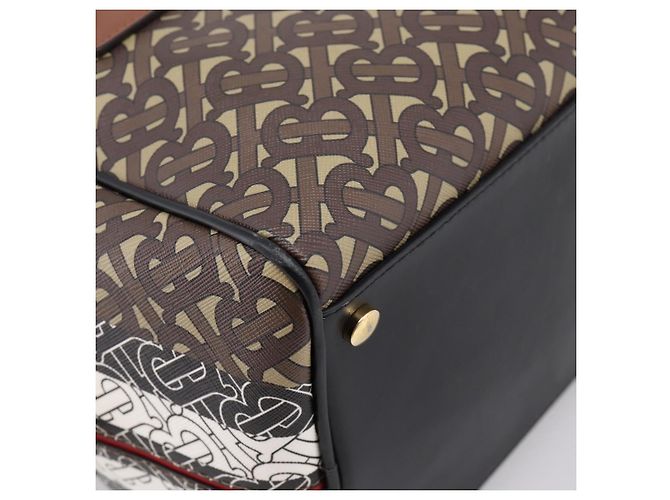 Borsa a mano BURBERRY Monogram Cube PVC Brown Gold Auth 202676 Marrone D'oro - vista 11