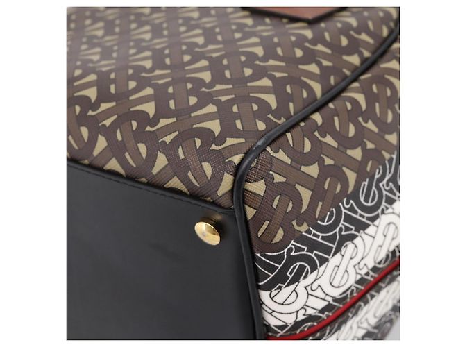 Borsa a mano BURBERRY Monogram Cube PVC Brown Gold Auth 202676 Marrone D'oro - vista 12