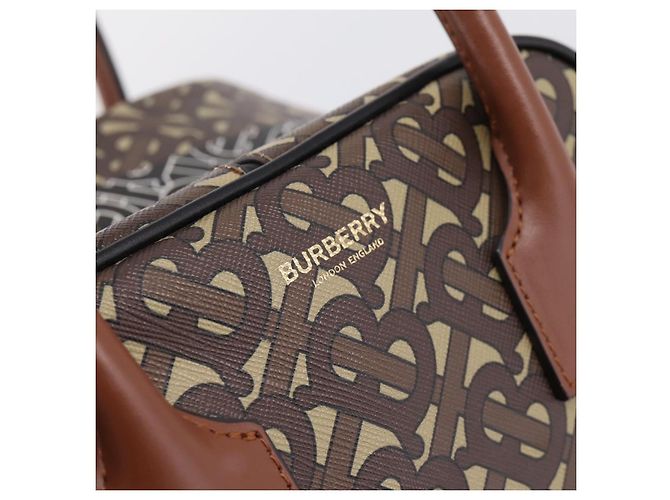 Borsa a mano BURBERRY Monogram Cube PVC Brown Gold Auth 202676 Marrone D'oro - vista 14