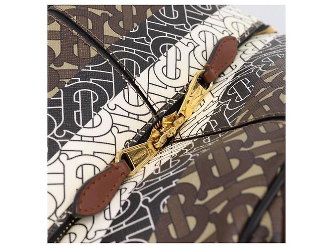 Borsa a mano BURBERRY Monogram Cube PVC Brown Gold Auth 202676 Marrone D'oro - vista 15