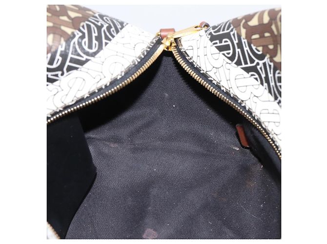 Borsa a mano BURBERRY Monogram Cube PVC Brown Gold Auth 202676 Marrone D'oro - vista 18