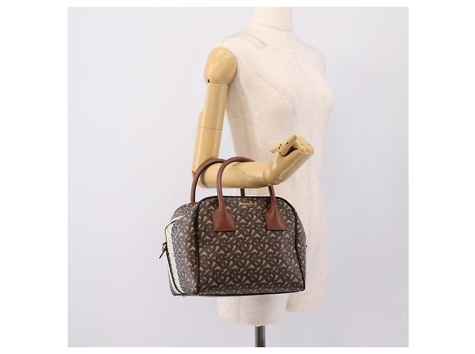 Borsa a mano BURBERRY Monogram Cube PVC Brown Gold Auth 202676 Marrone D'oro - vista 21
