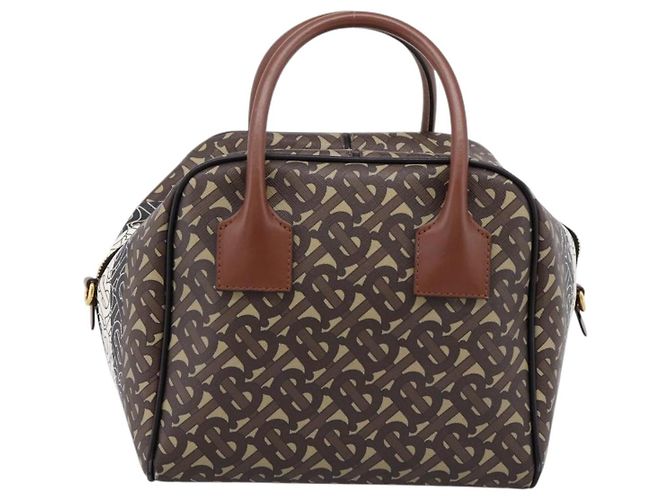 Borsa a mano BURBERRY Monogram Cube PVC Brown Gold Auth 202676 Marrone D'oro - vista 3