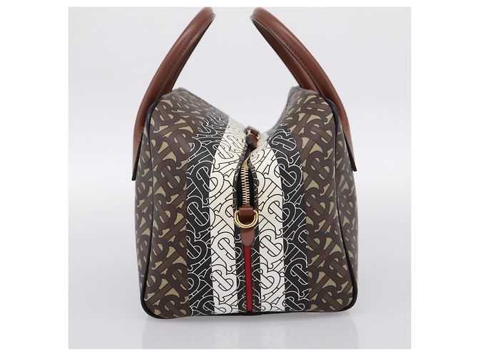 Borsa a mano BURBERRY Monogram Cube PVC Brown Gold Auth 202676 Marrone D'oro - vista 4