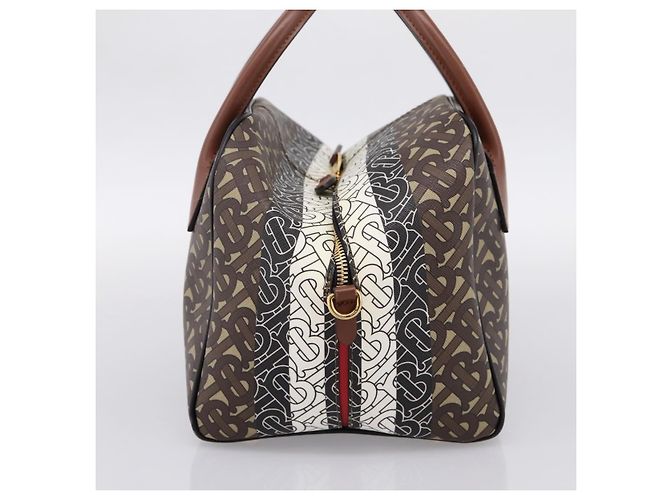 Borsa a mano BURBERRY Monogram Cube PVC Brown Gold Auth 202676 Marrone D'oro - vista 5