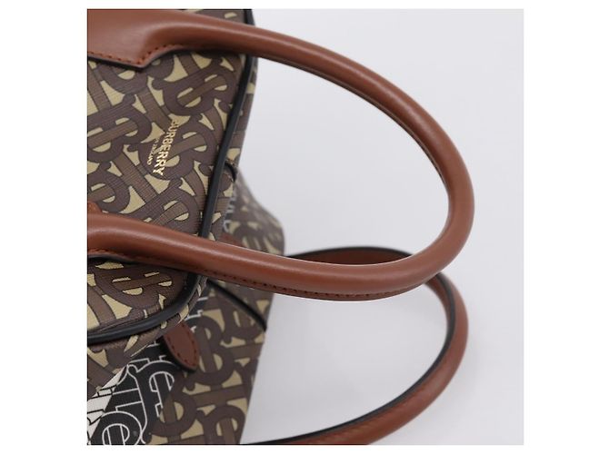 Borsa a mano BURBERRY Monogram Cube PVC Brown Gold Auth 202676 Marrone D'oro - vista 7