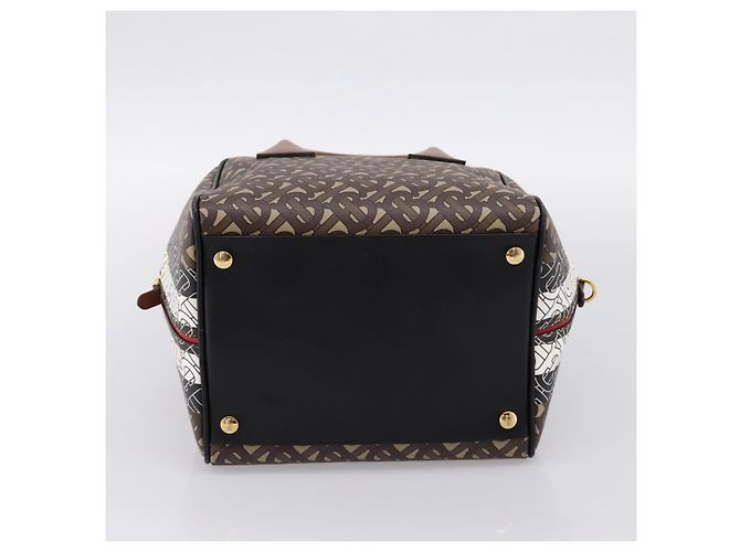 Borsa a mano BURBERRY Monogram Cube PVC Brown Gold Auth 202676 Marrone D'oro - vista 9