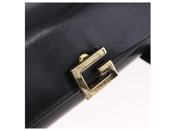 Bolsa de mão GUCCI em couro Outlet Preta Dourada 000 1448 0539 Auth 202950V Preto Dourado - vista 14