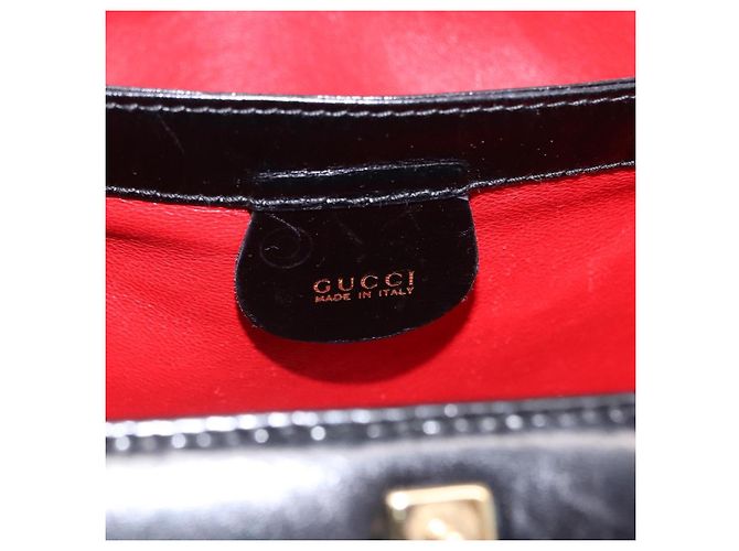 Bolsa de mão GUCCI em couro Outlet Preta Dourada 000 1448 0539 Auth 202950V Preto Dourado - vista 15