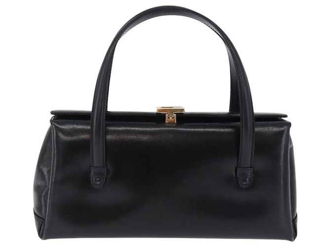 Bolsa de mão GUCCI em couro Outlet Preta Dourada 000 1448 0539 Auth 202950V Preto Dourado - vista 2