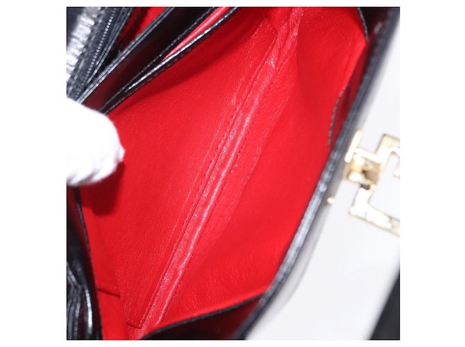 Bolsa de mão GUCCI em couro Outlet Preta Dourada 000 1448 0539 Auth 202950V Preto Dourado - vista 20