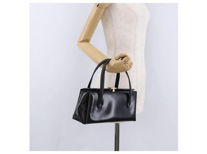 Bolsa de mão GUCCI em couro Outlet Preta Dourada 000 1448 0539 Auth 202950V Preto Dourado - vista 26
