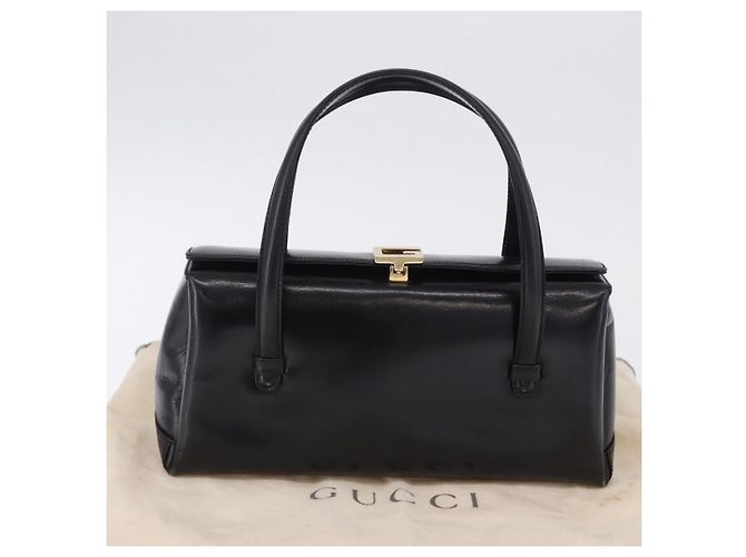 Bolsa de mão GUCCI em couro Outlet Preta Dourada 000 1448 0539 Auth 202950V Preto Dourado - vista 27