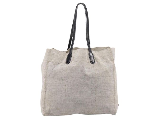 Sac Tote PRADA en toile gris Auth 200676 Marron - vue 3