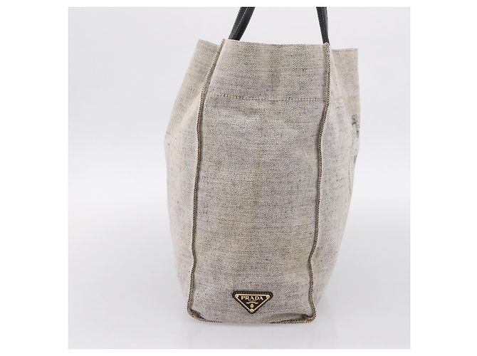 Sac Tote PRADA en toile gris Auth 200676 Marron - vue 4