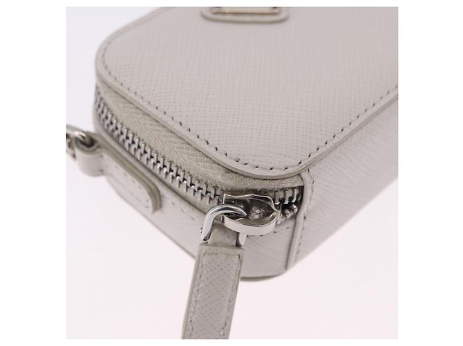 PRADA Schultertasche Saffiano Ivory Silver Auth 198874V Silber Roh - Ansicht 10