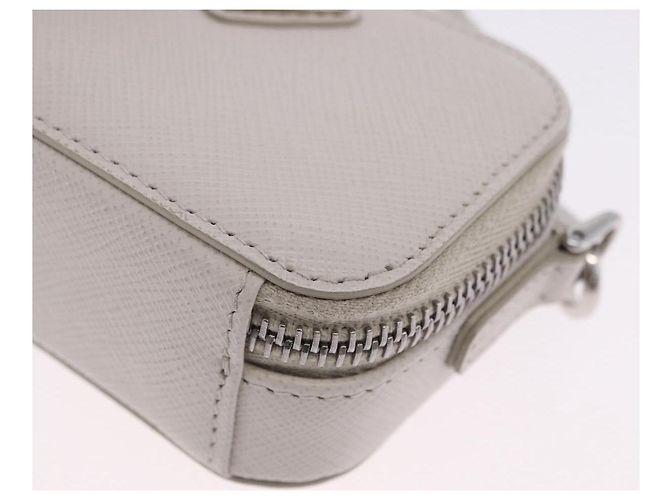 PRADA Schultertasche Saffiano Ivory Silver Auth 198874V Silber Roh - Ansicht 11