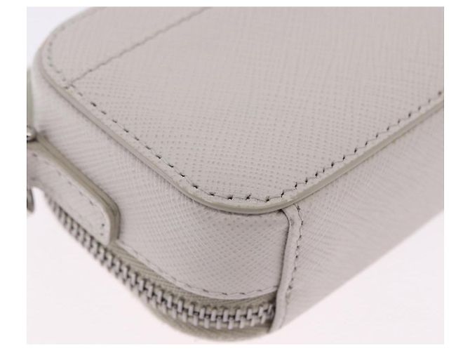PRADA Schultertasche Saffiano Ivory Silver Auth 198874V Silber Roh - Ansicht 12