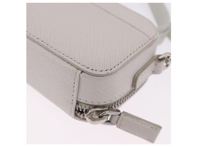 PRADA Schultertasche Saffiano Ivory Silver Auth 198874V Silber Roh - Ansicht 13