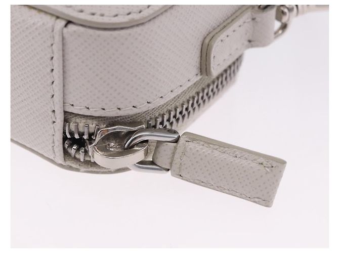 PRADA Schultertasche Saffiano Ivory Silver Auth 198874V Silber Roh - Ansicht 14