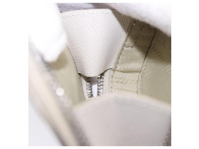 PRADA Schultertasche Saffiano Ivory Silver Auth 198874V Silber Roh - Ansicht 19