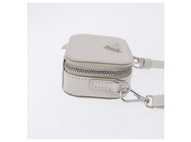 PRADA Schultertasche Saffiano Ivory Silver Auth 198874V Silber Roh - Ansicht 4