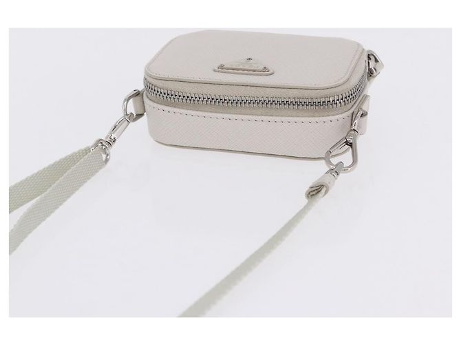 PRADA Schultertasche Saffiano Ivory Silver Auth 198874V Silber Roh - Ansicht 6