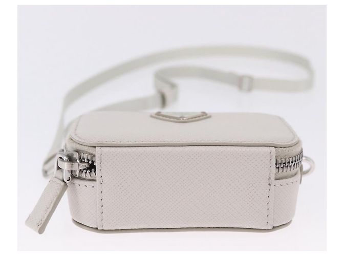 PRADA Schultertasche Saffiano Ivory Silver Auth 198874V Silber Roh - Ansicht 9
