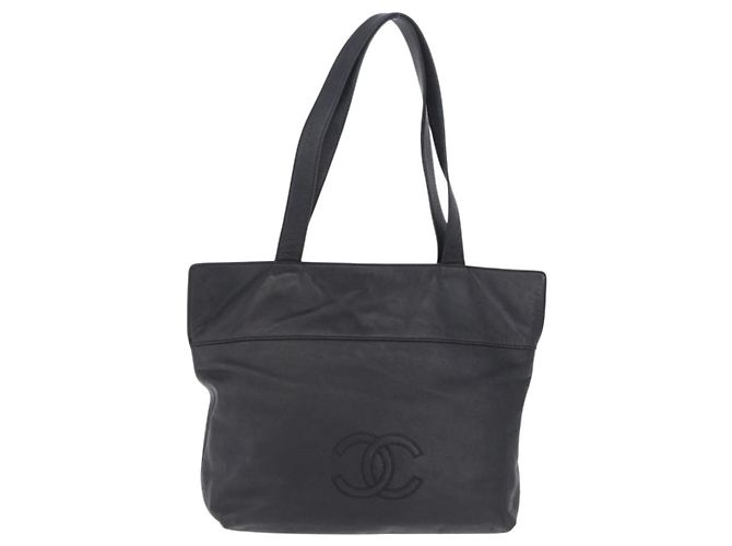 CHANEL Tote Bag aus Lammleder Schwarz CC Auth 201339A - Ansicht 2