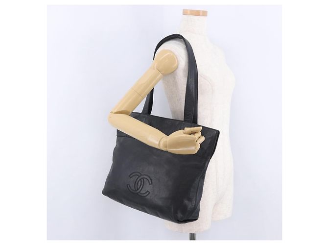 CHANEL Tote Bag aus Lammleder Schwarz CC Auth 201339A - Ansicht 23