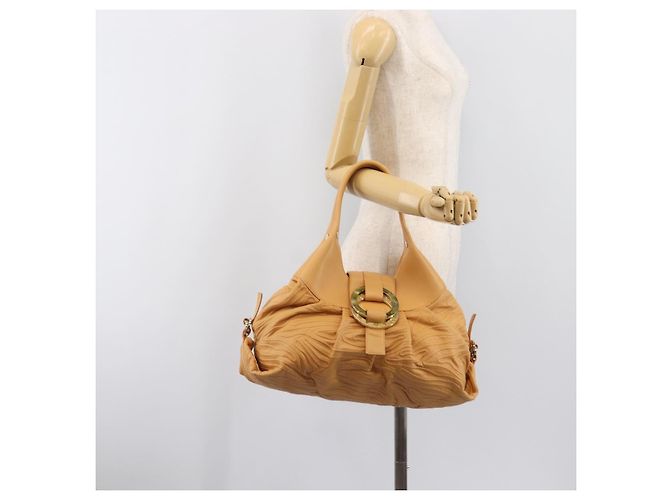 Bulgari Borsa a spalla BVLGARI Chandra in pelle Beige Gold Auth am12555M D'oro - vista 26