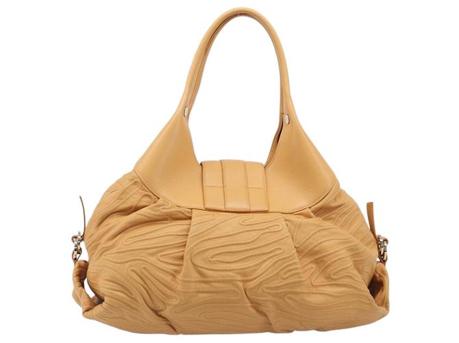 Bulgari Borsa a spalla BVLGARI Chandra in pelle Beige Gold Auth am12555M D'oro - vista 3