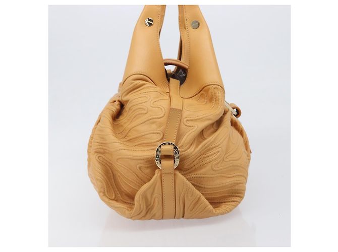Bulgari Borsa a spalla BVLGARI Chandra in pelle Beige Gold Auth am12555M D'oro - vista 5