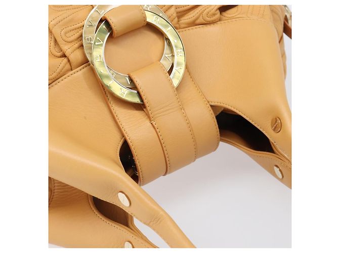 Bulgari Borsa a spalla BVLGARI Chandra in pelle Beige Gold Auth am12555M D'oro - vista 6