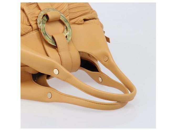 Bulgari Borsa a spalla BVLGARI Chandra in pelle Beige Gold Auth am12555M D'oro - vista 7