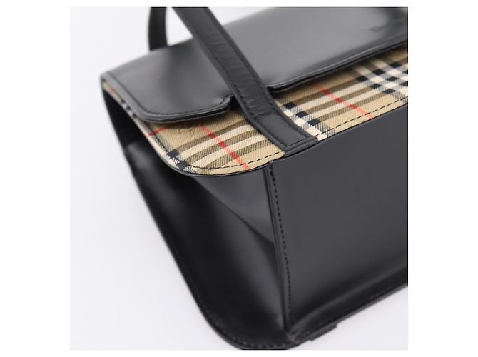 Borsa a Mano Burberrys Nova Check Canvas Pelle Beige Argento Auth 203220V - vista 11