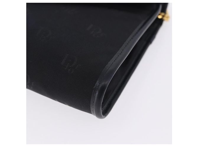 Bolso de hombro con cadena Christian Dior Canvas Black Gold Tone Auth ka6175 Negro - vista 12